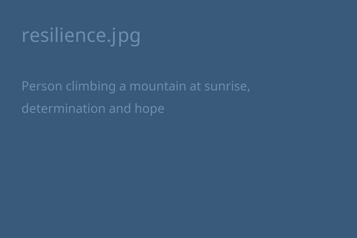 A determined person climbing a mountain at sunrise representing resilience and hope